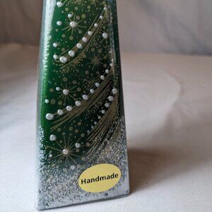 Uno Alla Volta HANDMADE Hand Painted Christmas Tree Candle NWT